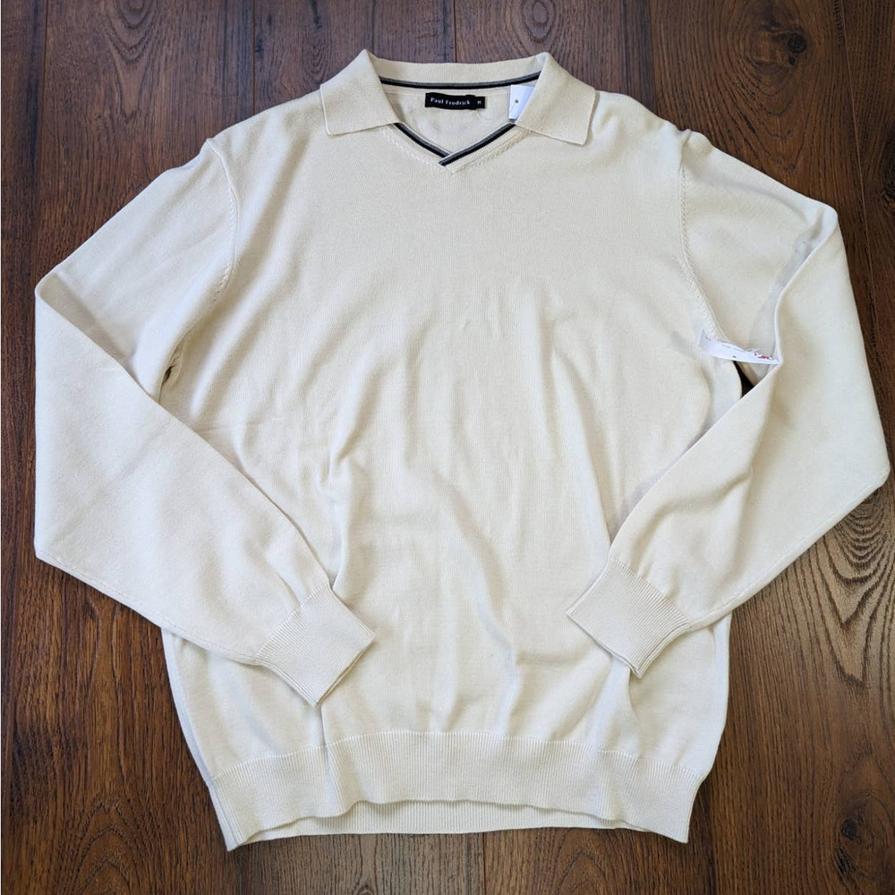 Paul Fredrick Supima Cotton Johnny Collar Sweater M